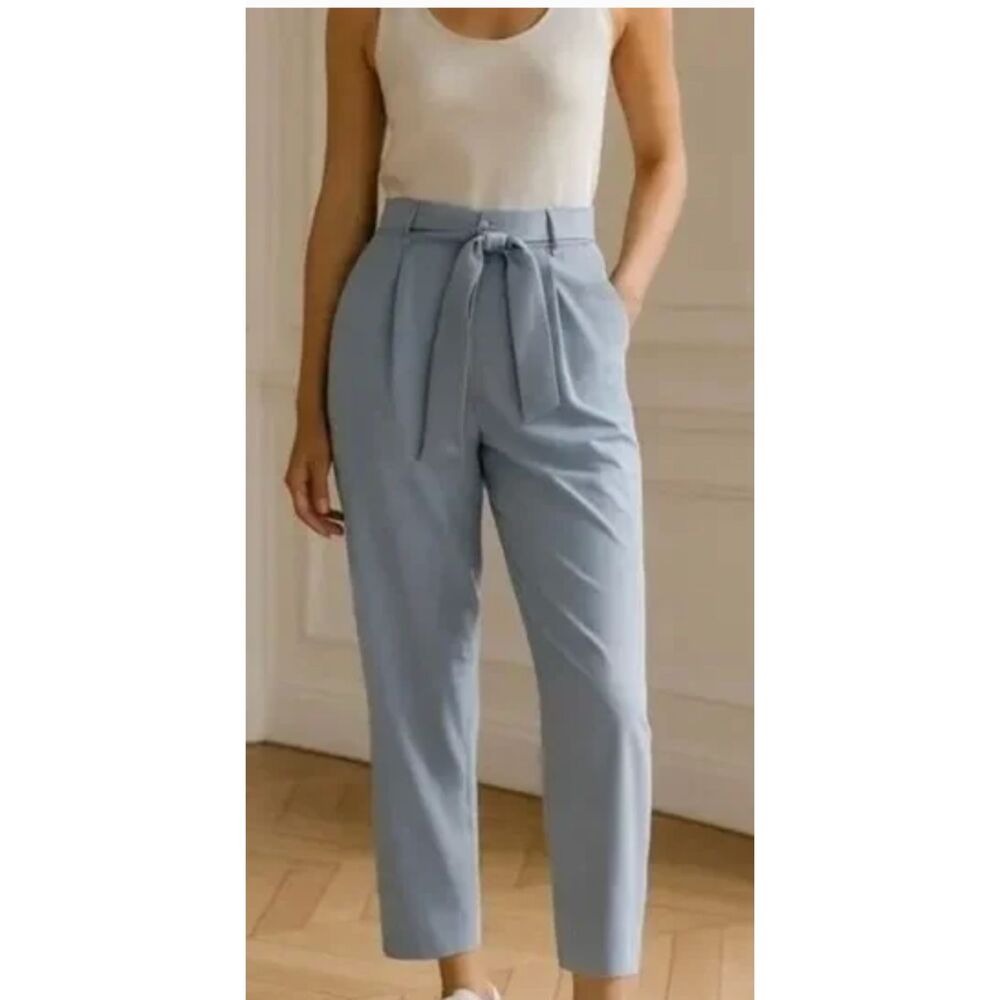 Athleta Skyline Pant II Paperbag Waist Belt Tie Size 6 Light Blue